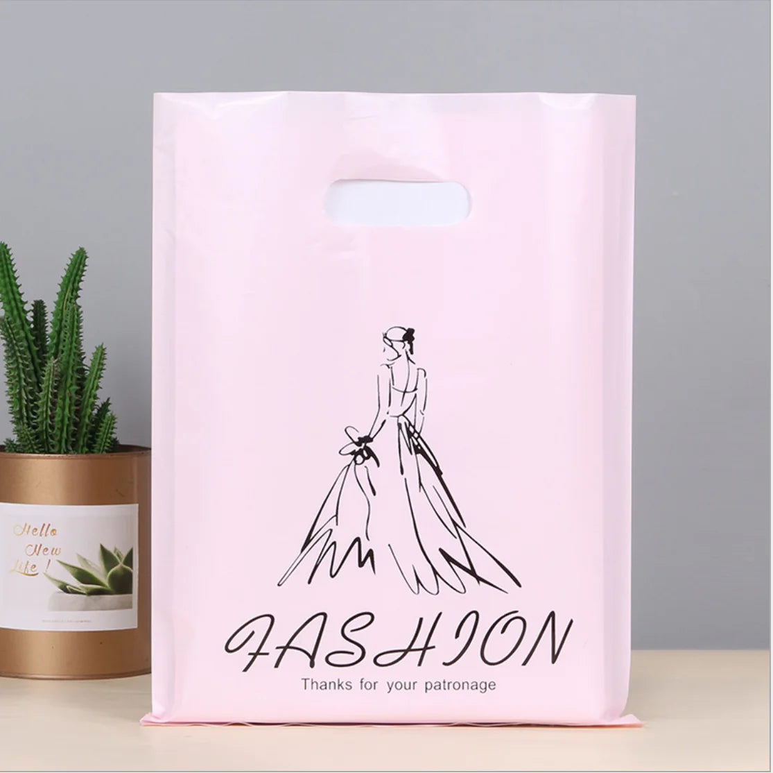 50pcs Multi Style Plastic Handle Bag 15*20cm Small Jewelry Packing Bag Party Favor Bags For Candy Cookie Gift Packaging Bag