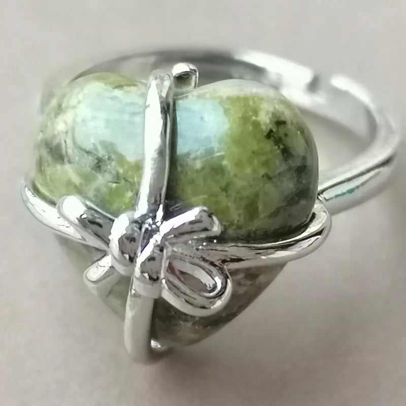 Blue Sand Heart Bead Ring PWB1093