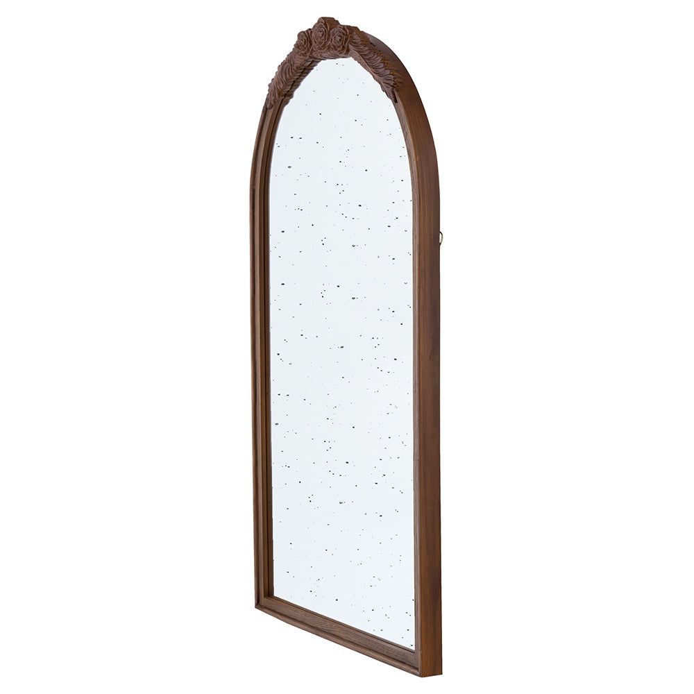 Hand-Carved Rose Arched Wall Mirror, Available in 2 Colors