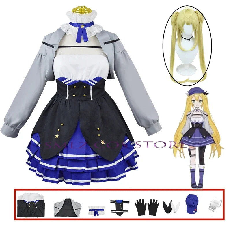 Doki Bird Cosplay Anime Vtuber Dokibird Costume Dress Uniform Coat Hat Wig Set Party Role Play Selen Tatsuki Outfit for Woman