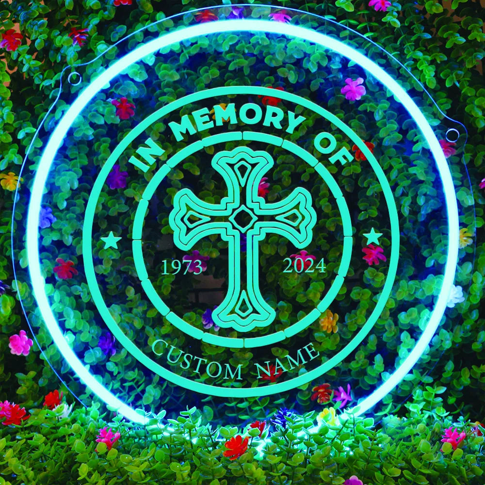 1PC Round Shape Crucifix Personalized Text USB Power Neon Led Sign Acrylic Lamp for Home Decoration Cool Gifts for Wall Hanging