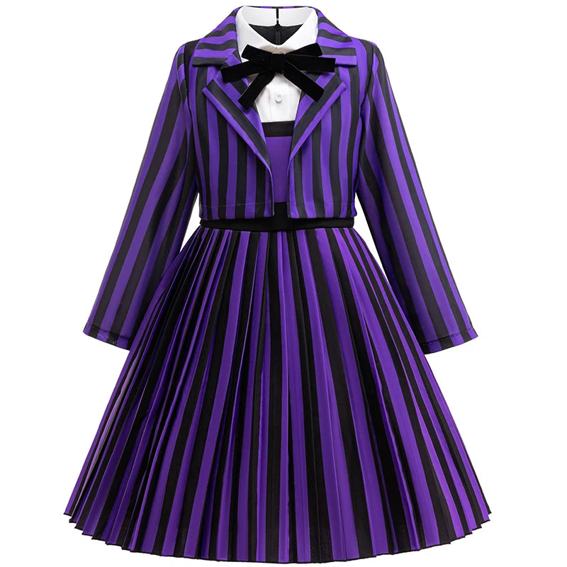4-12 years old Halloween show costume girls black Wednesday college uniform girls theme event costume carnival party dress 2PS