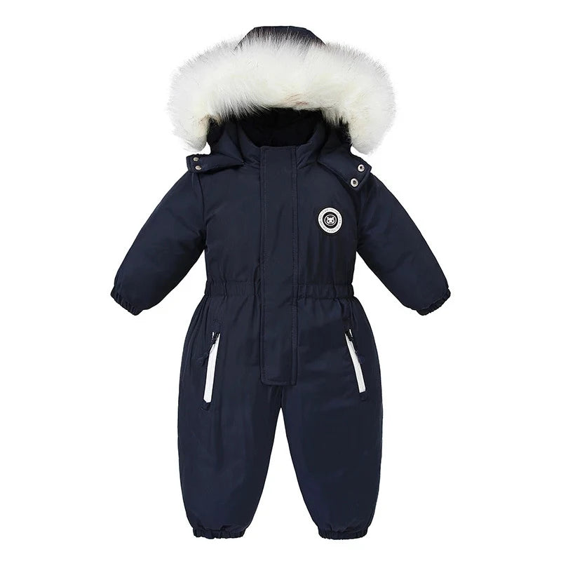 Autumn and Winter Baby Jumpsuit Warm Baby Ski Suit Plus Velvet Boys Overalls Baby Girl Clothes Waterproof Children Jacket