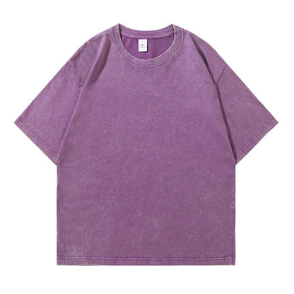Men's Summer T-shirt 230G Heavy Cotton Vintage Washed T-Shirts Oversized Short Sleeve Loose Streetwear Short Sleeve Tops Tee