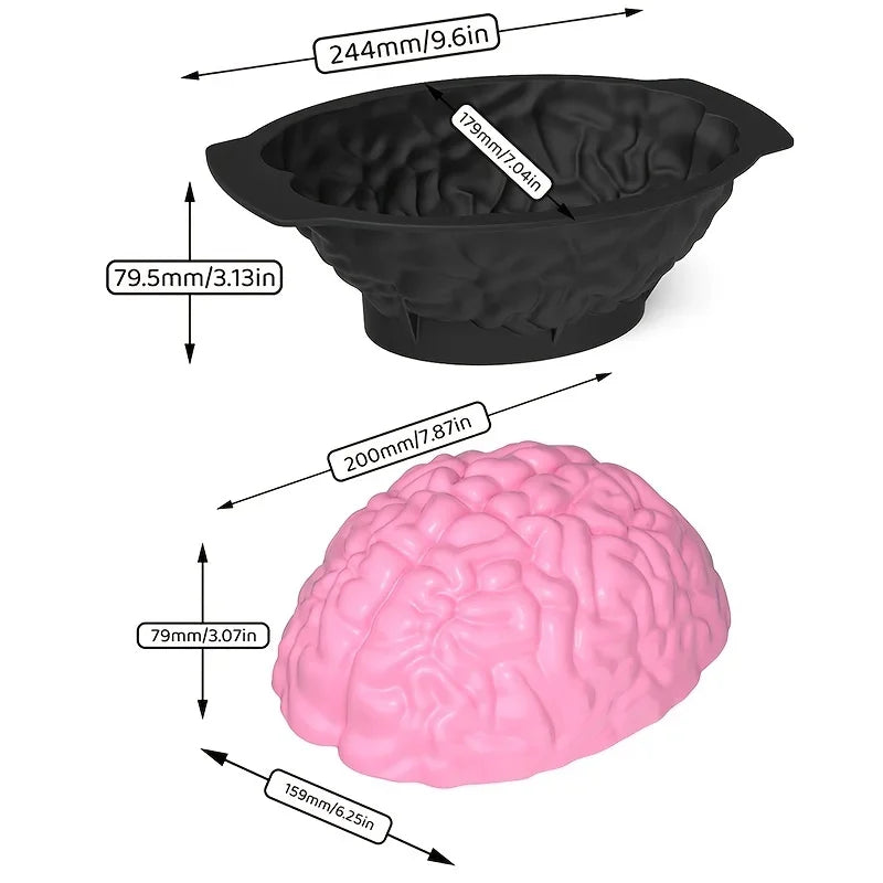 1PC Halloween Silicone Brain Shape Mold For Diy Ice Cubes Puddings Chocolates Cakes Halloween Christmas Festival Party