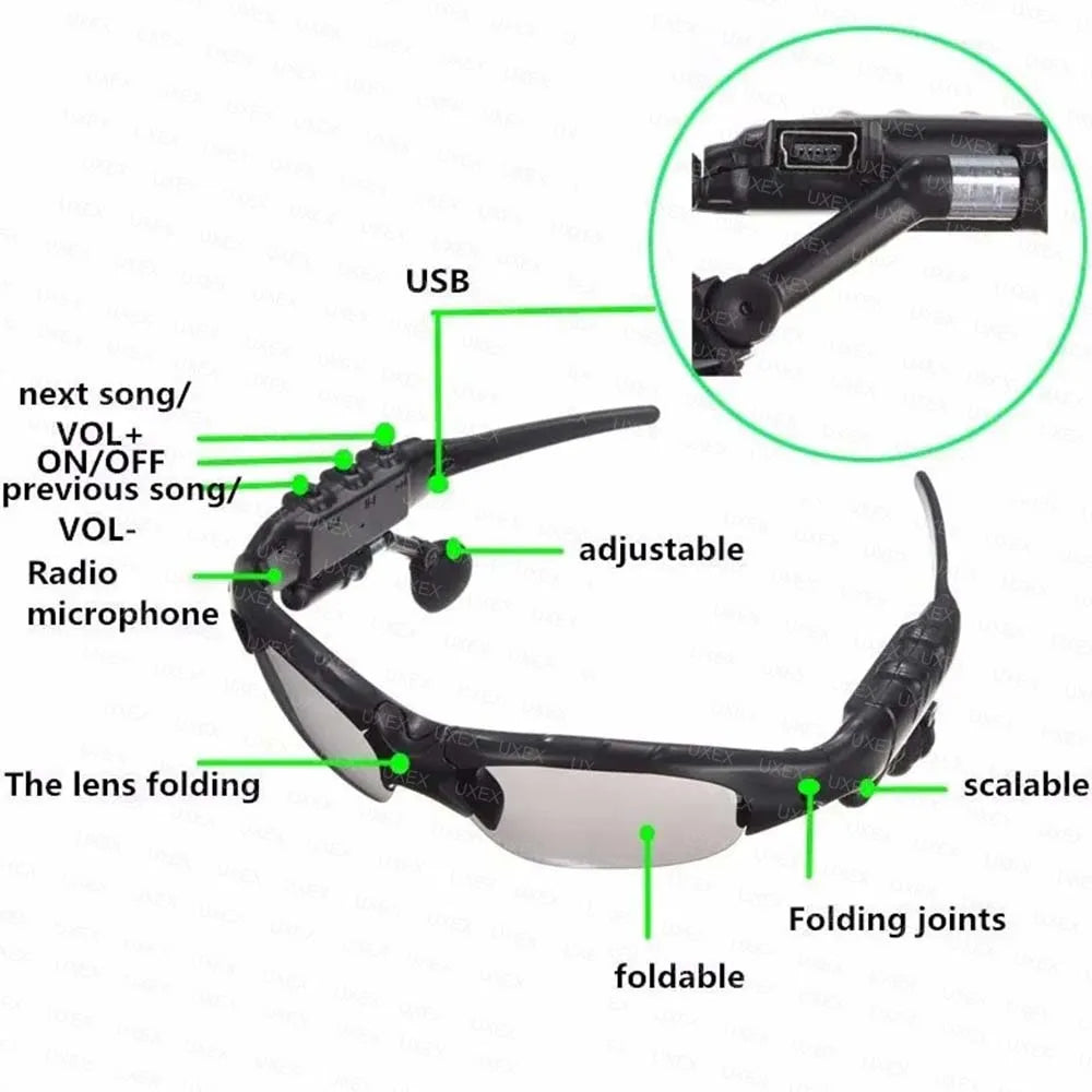 2025 PLus Stereo Headphones Men Wireless Headphones And Microphones Sunglasses Sport Outdoor Christmas Gift Headphones Women New