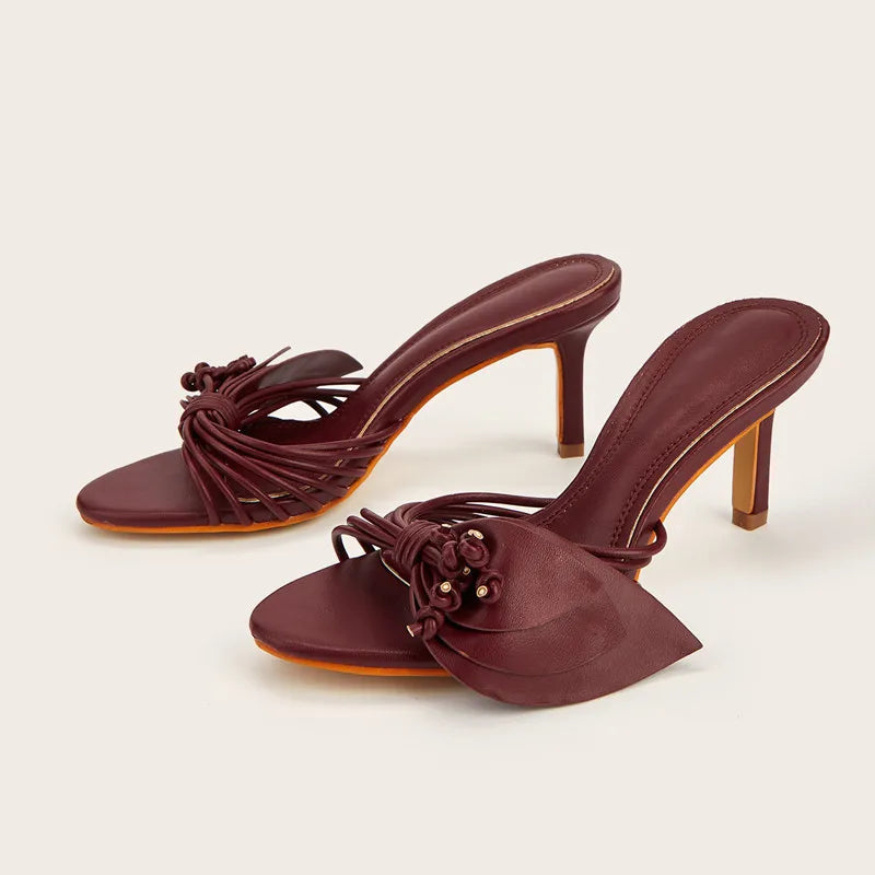 Bohemian Style Fashion Flowers Decor Women Slippers Sandals Summer High heels Mules Slides Casual Outdoor Beach Flip flop Shoes