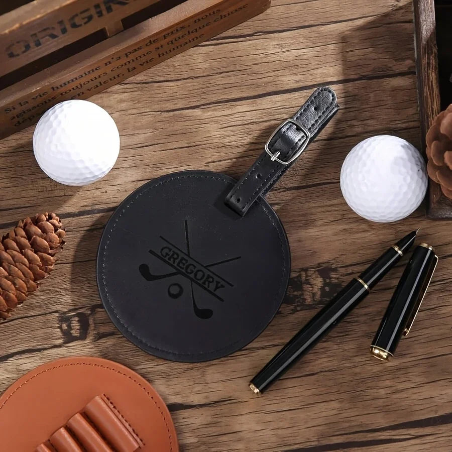 Personalised custom engraved golf mark gift with personalised DIY golf pad and ball marker holder without studs