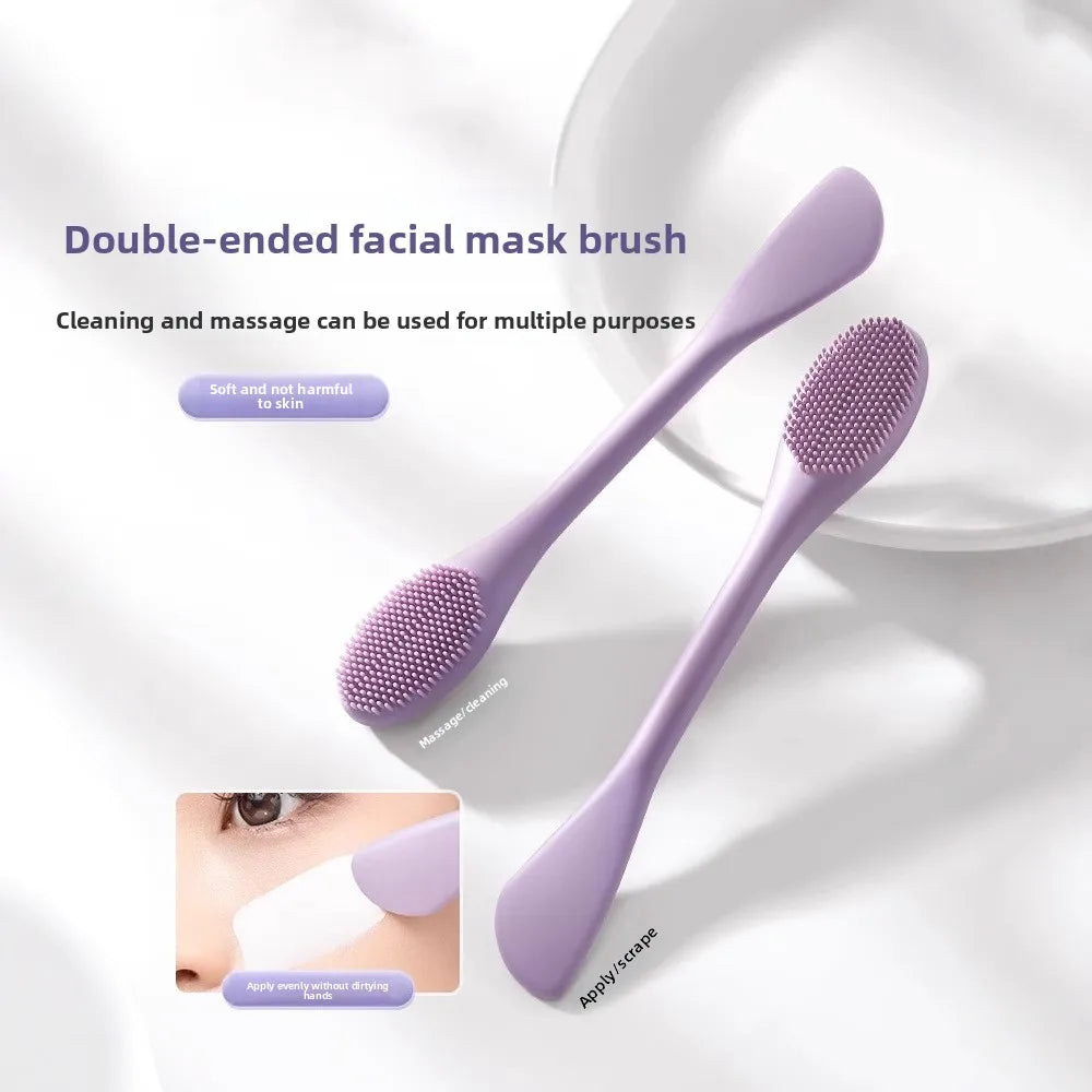 Double head silicone facial mask Brush soft hair mud film Brush Face cleaning mud film Apply mold adjusting stick tool