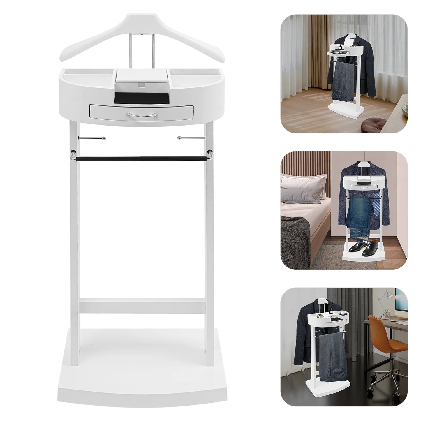 Hanging Clothes Stand 66.14lbs Load White Wood Iron Velvet 16.9313.1942.13in Suitable For Homes Hotels Offices Clubs