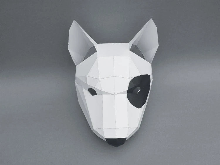 Pre Cut Paper Mask 3D Bull Terrier  Halloween Costume Cosplay DIY Paper Craft Model Mask Christmas