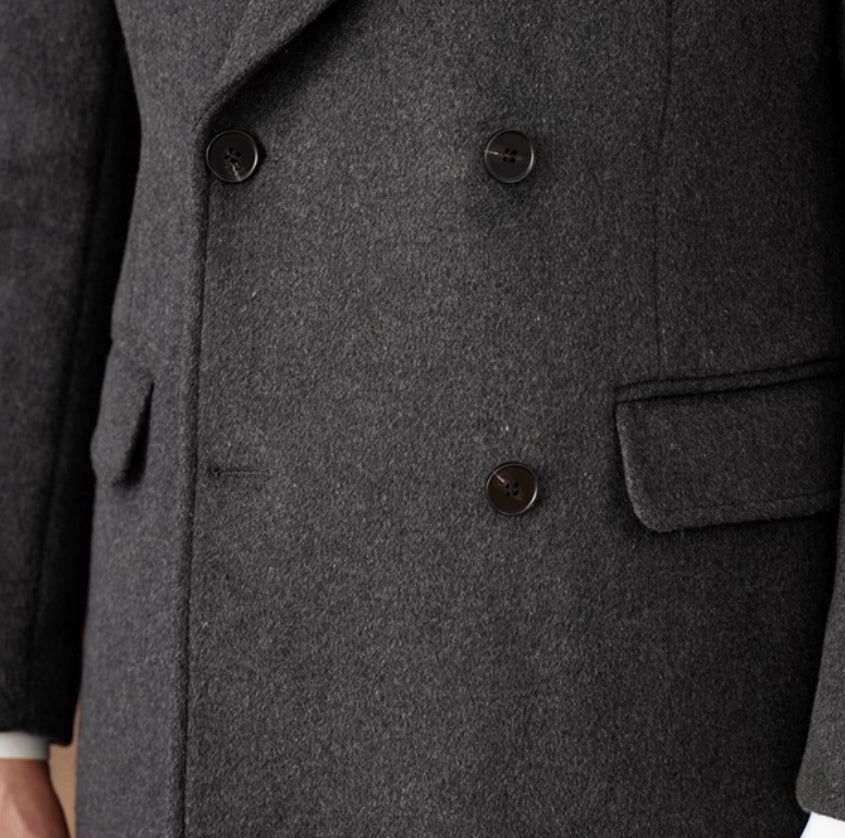 HauteWool™ – Double-Breasted Wool Coat (25% Wool Blend)