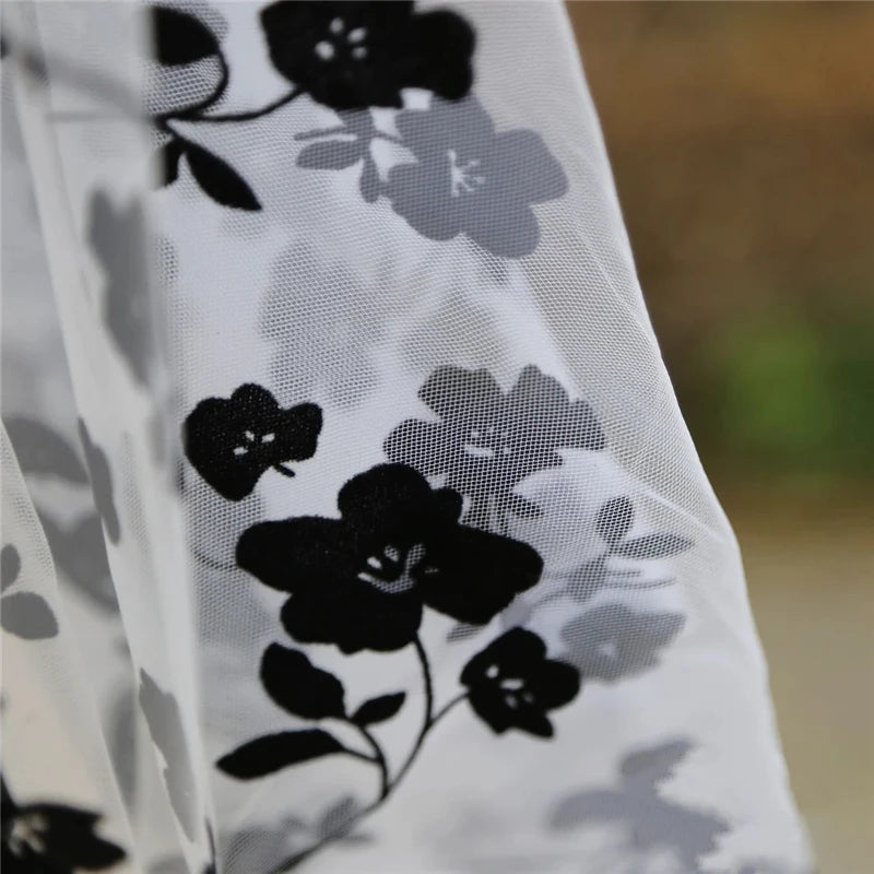 Flocking Tulle White And Black Bridal Cape Draped Shoulder Veils Wedding Shrugs For Brides Floral Cathedral Long With Clips New