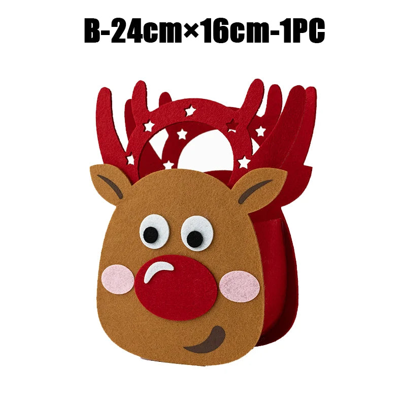2024 New Christmas gift bag creative felt cloth children's candy gift bag Christmas Eve portable apple bag