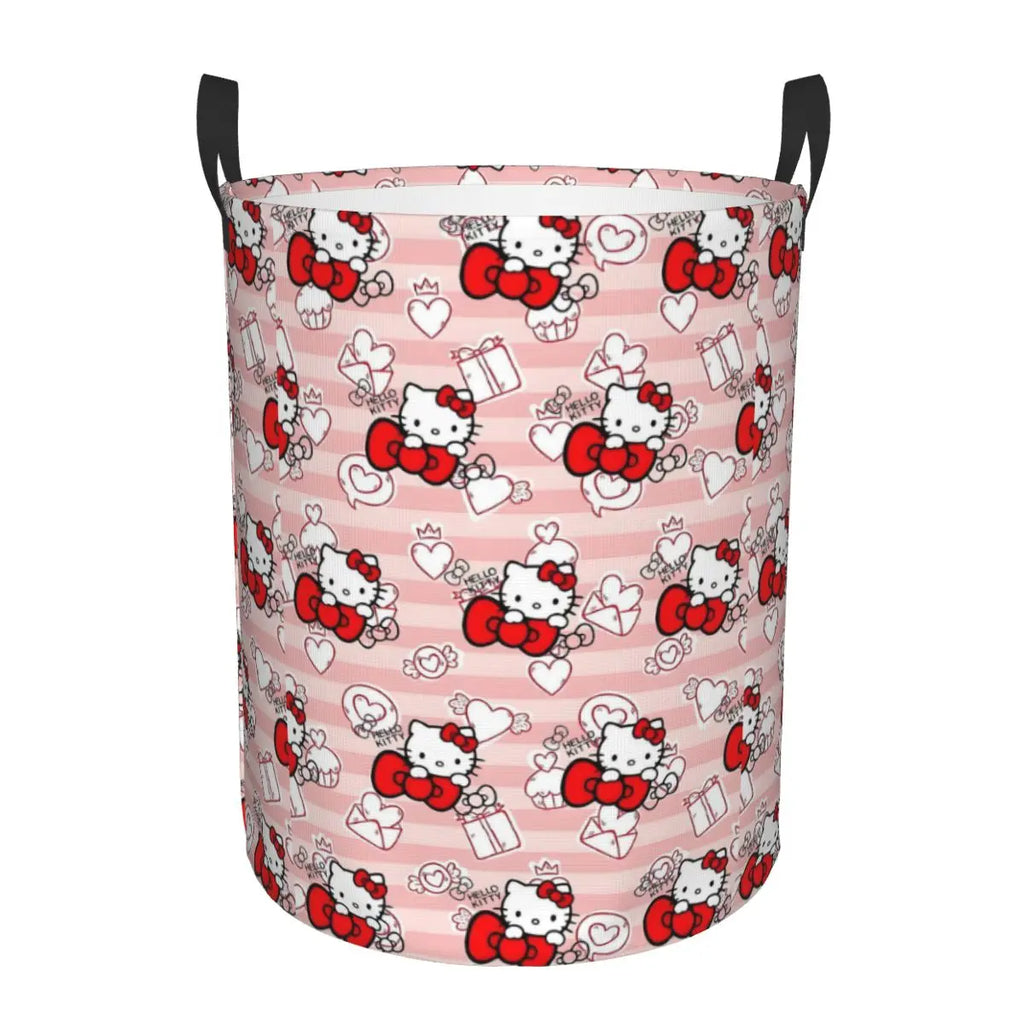 Custom Hello Kitty Laundry Basket Collapsible Large Clothes Storage Bin Cartoon Character Baby Hamper