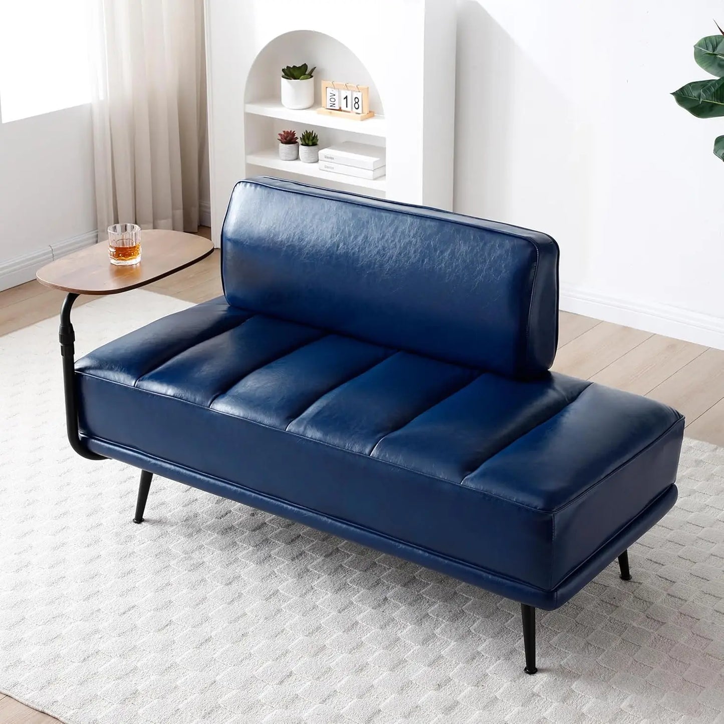 PU Leather Bedroom Ottoman Bench 53.2" Long Ottoman Benches for Living Room Bed End Rectangular Window Entryway Bench