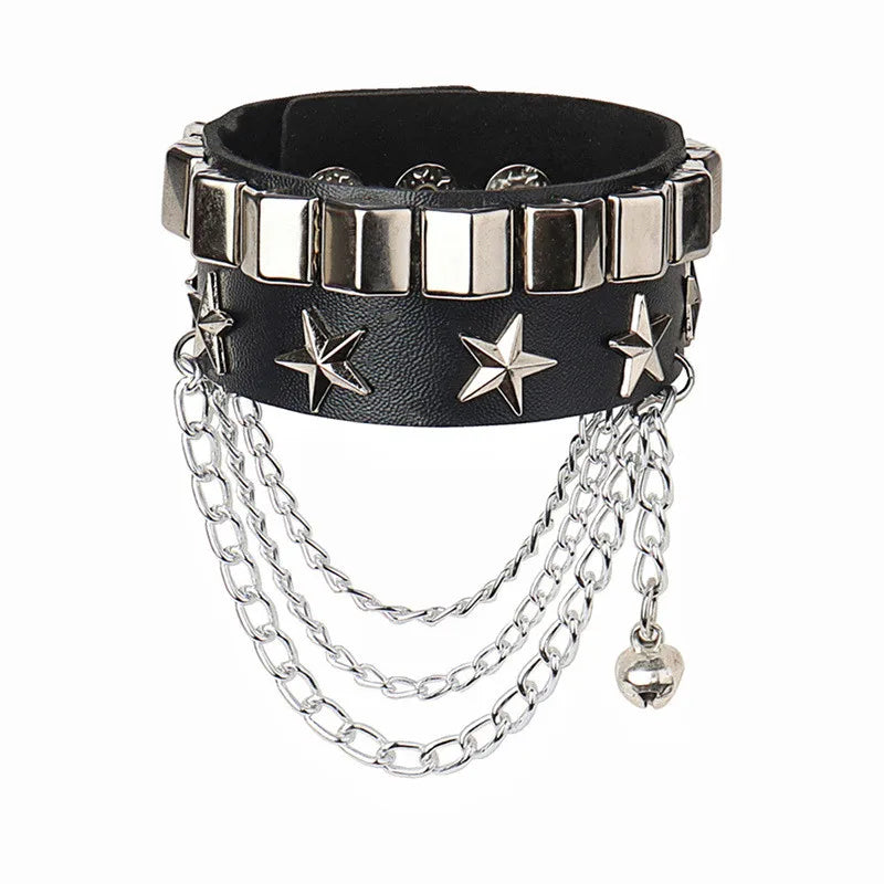 2022 PU Leather Studded Bracelet Punk Bracelet Adjustable Goth Cuff Bracelet Gothic Rivet Buckle Wristband for Men Women