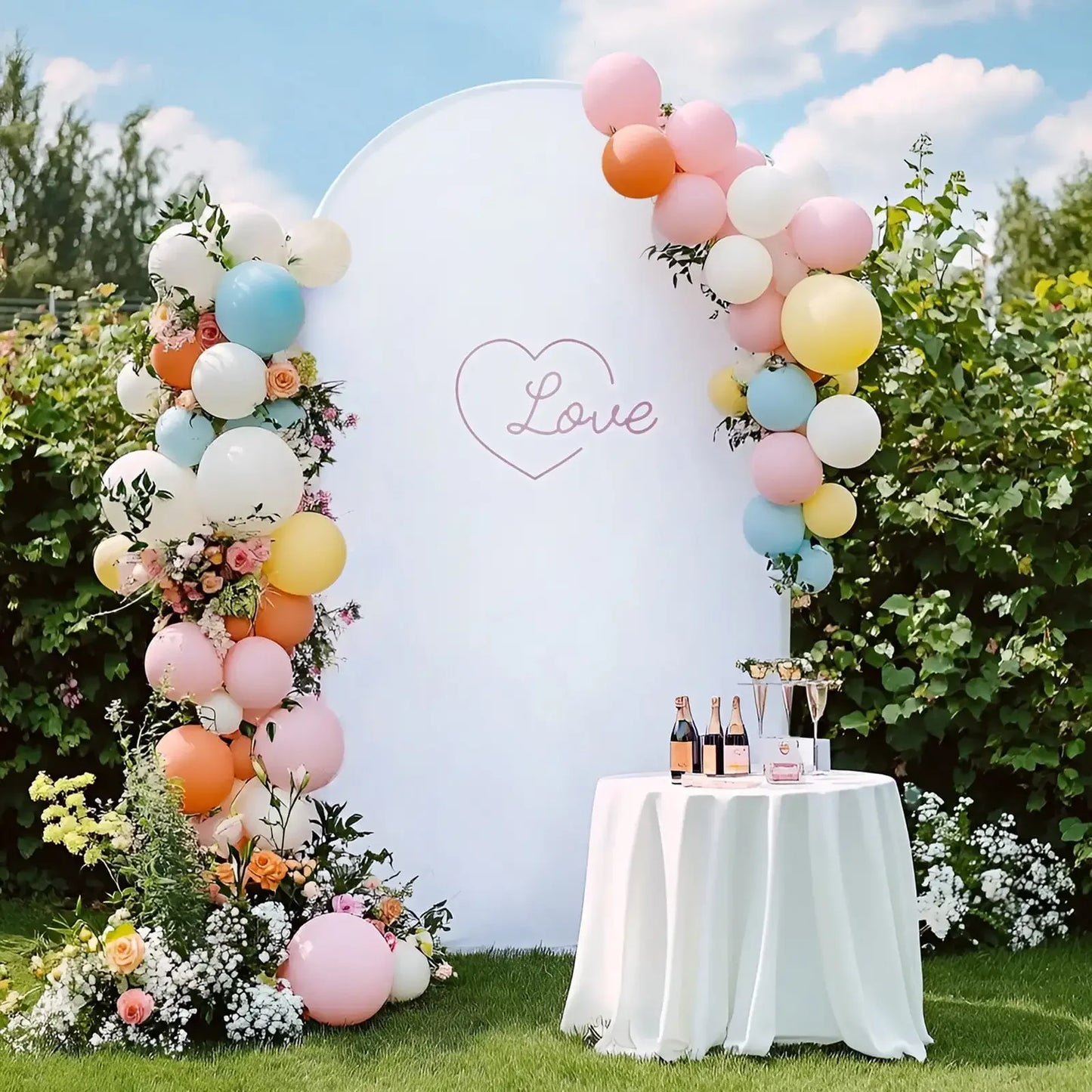7.2ft Wedding Arch for Ceremony, Golden Balloon Stand, Metal Arch Backdrop for Decor