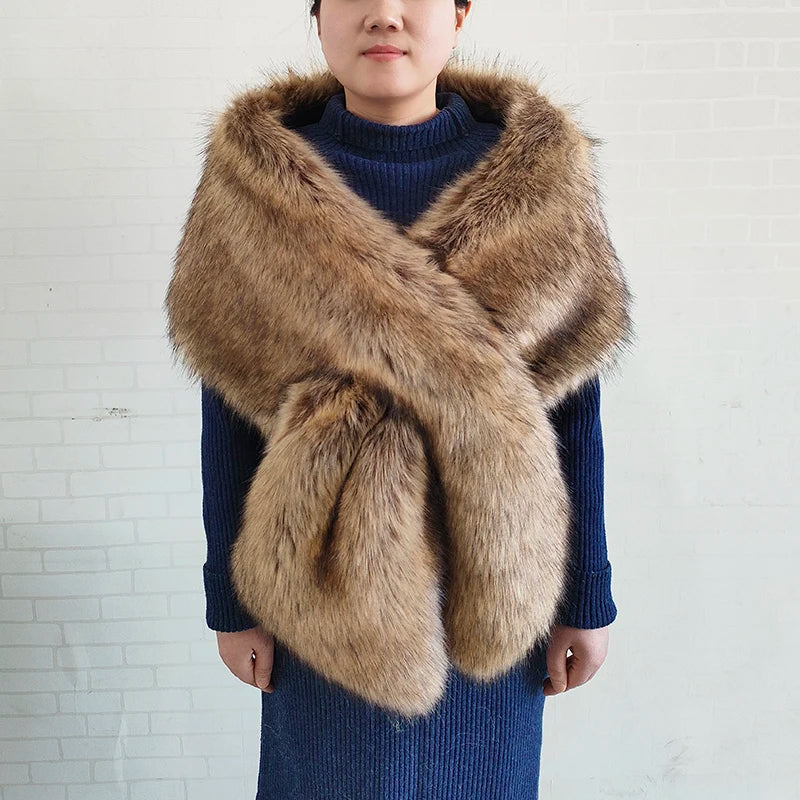 Faux Fur Wedding Shawl Woman Party Bride Cape Cloak Autumn Winter Banquet Stage Dress Scarf Bridal Wrap Bolero Accessory Stock