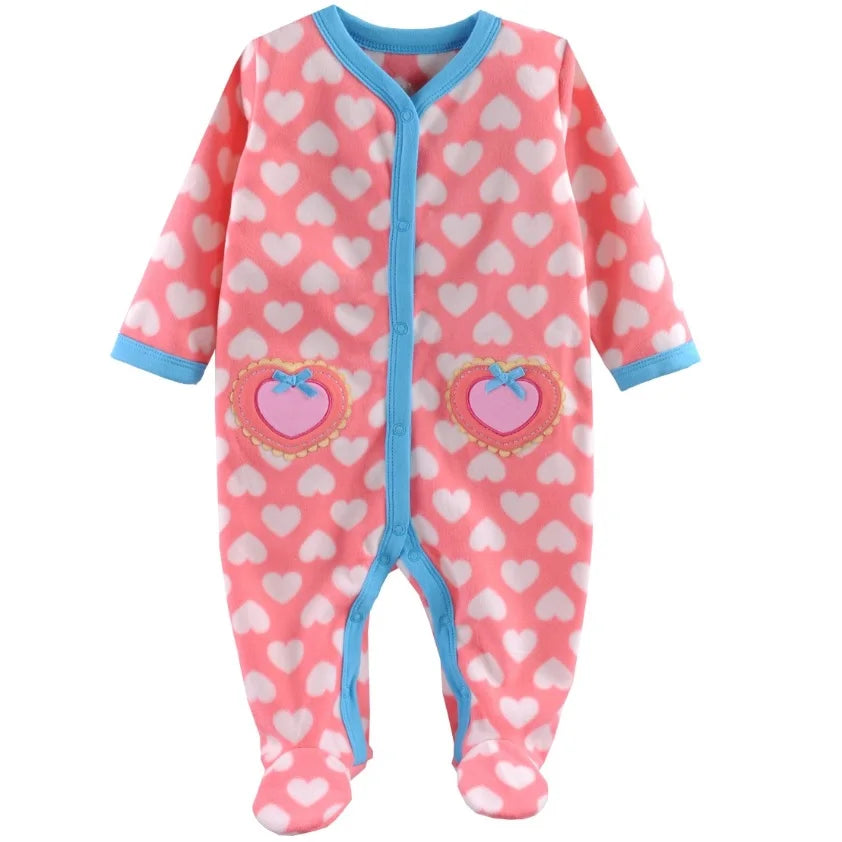 Fleece Baby One-Piece Romper With Footies bodysuits newborn sleepwear girl jumpsuit boy pajamas overalls cotton clothes