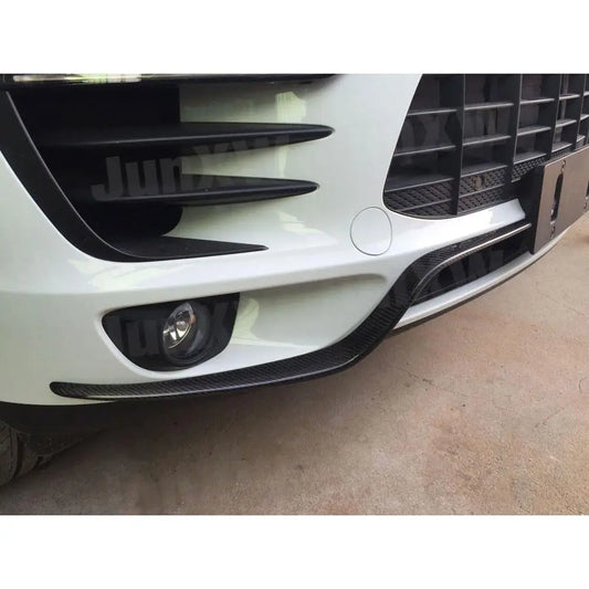 2PCS Carbon Fiber Front Bumper Molding Garnish Panel Trim Decoration Air Knife Strips For Porsche Macan 2014-2017 FRP Exterior