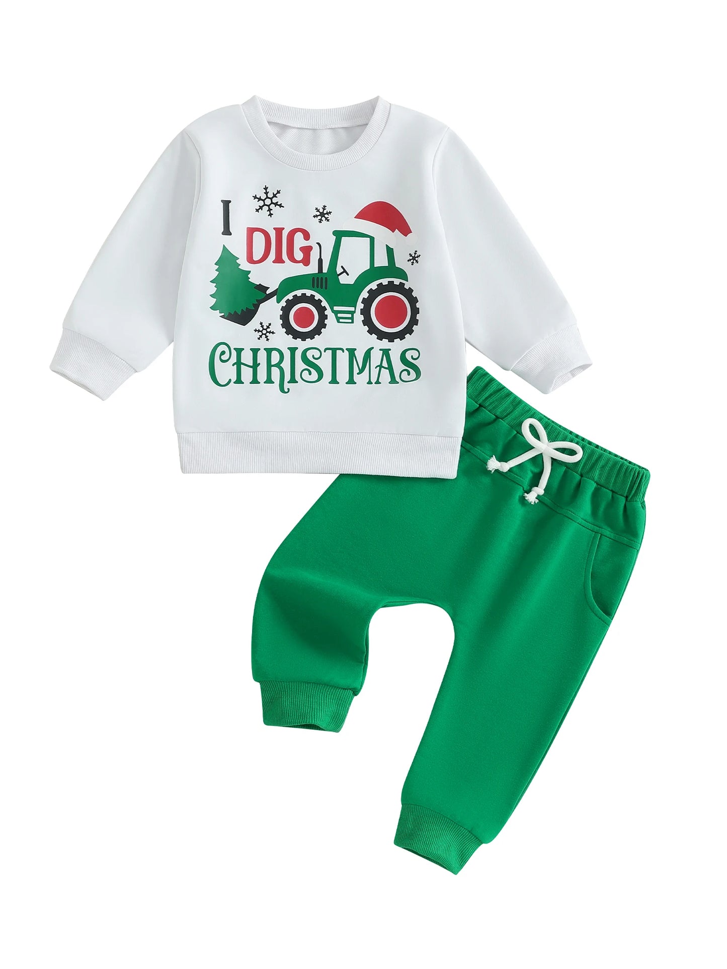 Infant Boys Winter Outfit Set with Reindeer and Snowflake Print Sweater and Pants 2 Piece Christmas Clothing