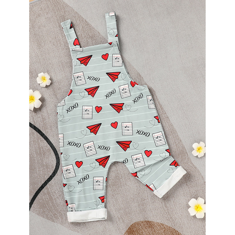 Baby Boy Girl's Casual Heart Pattern Jumpsuit, Paper Airplane Heart