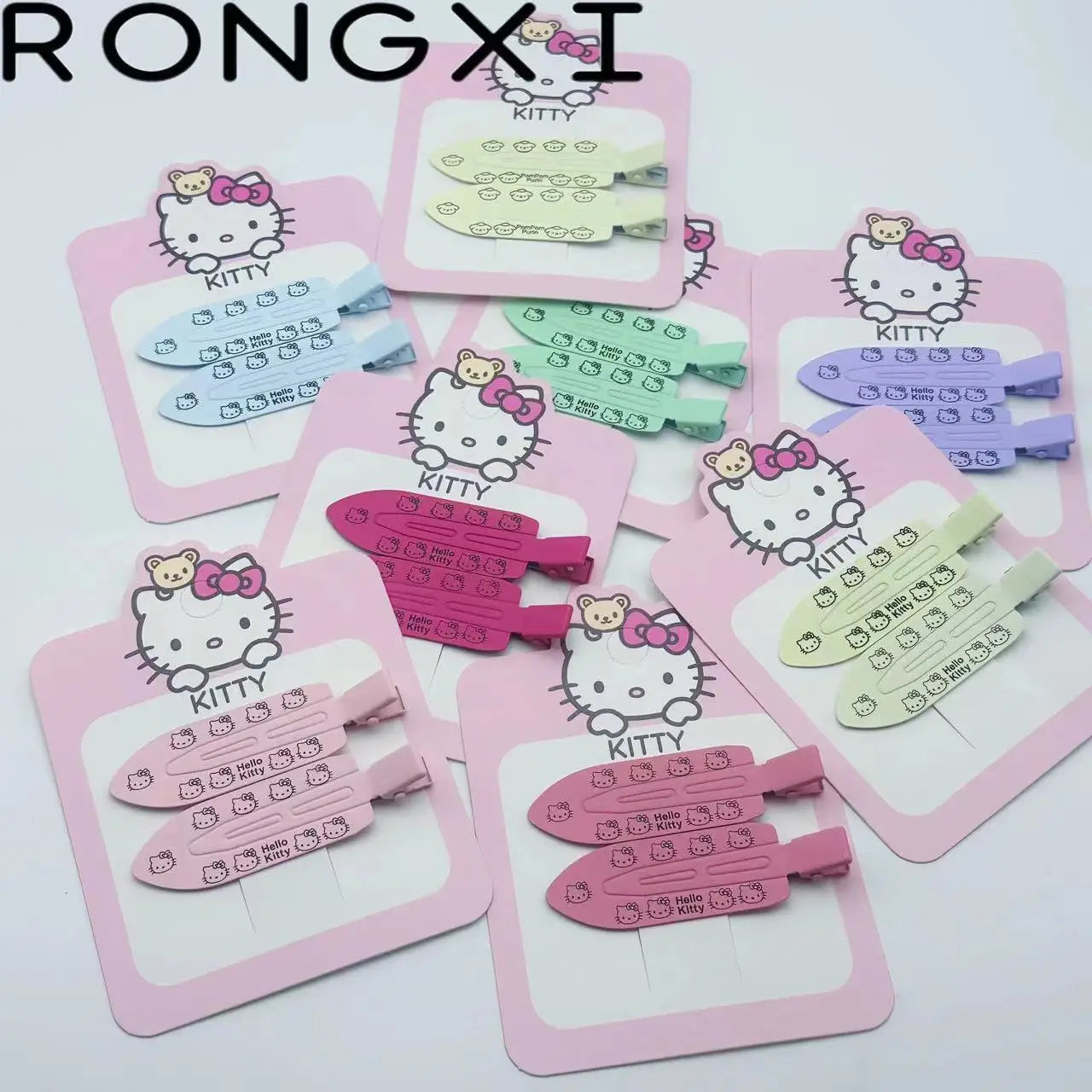 2pcs Hello Kitty Seamless Hairpin Cute Cartoon Sanrio BB Hair Clip Accessories Girl Headwear Bangs Clip Sweet HairClips Gifts