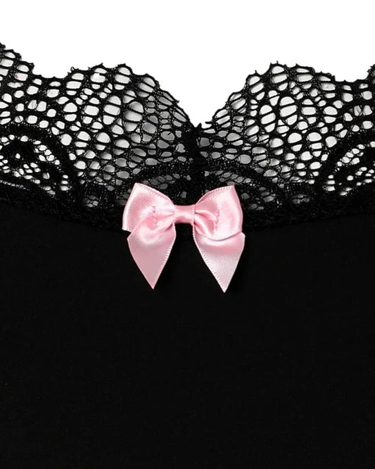 Plus Size Sexy Women Lingerie Set Heart Print Lingerie Lace Pajamas Trim Bowknot Decor Cami Top Lace Patch Shorts Sleepwear Set