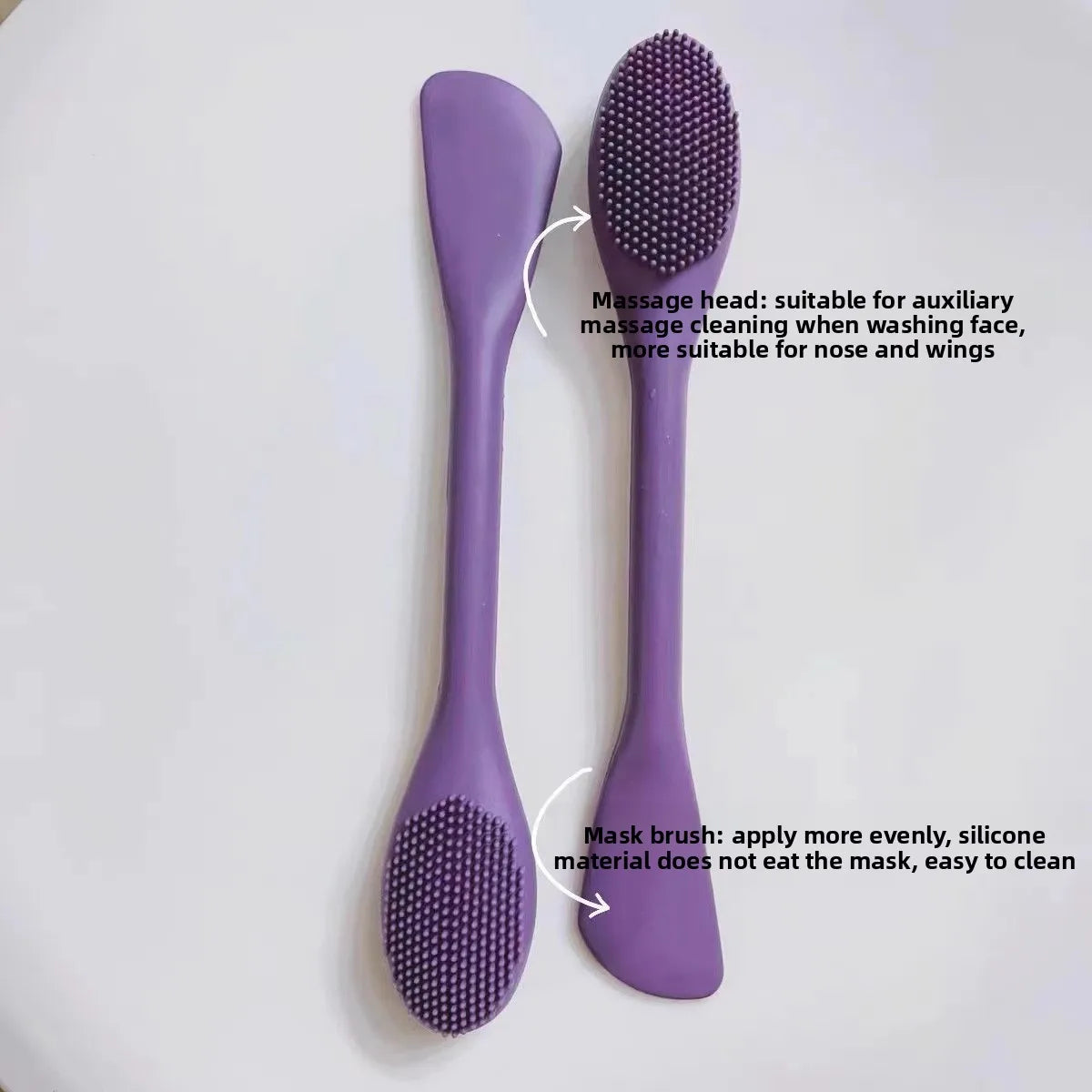 Double head silicone facial mask Brush soft hair mud film Brush Face cleaning mud film Apply mold adjusting stick tool