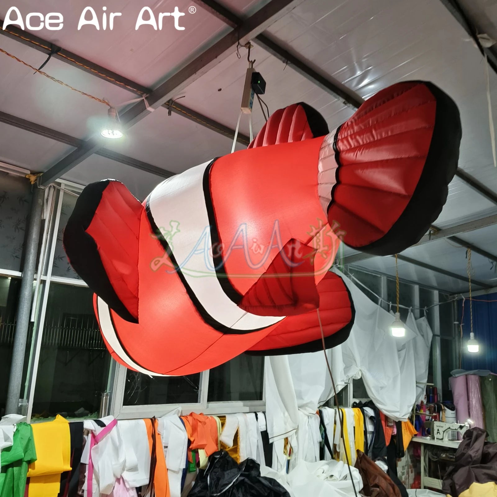 Hanging Large Inflatable Clownfish Sea Animal Model Air Blow Up Tropical Fish Balloon For Dining Room Ceiling Decoration