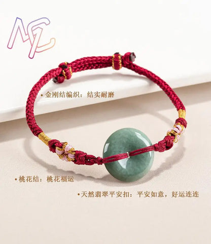 Green Myanmar Jadeite Donut Bracelet Designer Bangle Natural Burmese Jade Fashion Accessories Real Jewelry Vintage Talismans