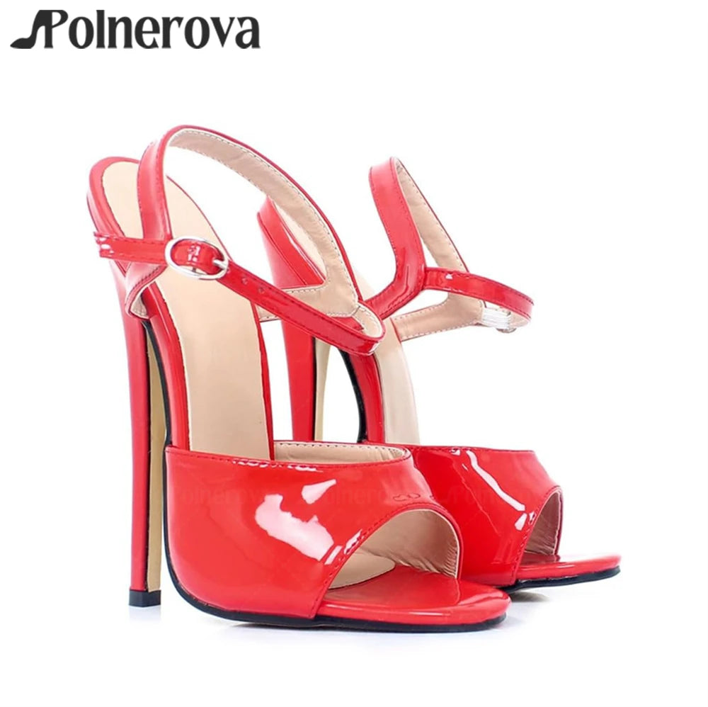 18cm Open Toe Sandals Ultimate Stilettos Multi-color Patent Leather Handmade Sandals Sexy Fetish High Heels Customizable Sandals
