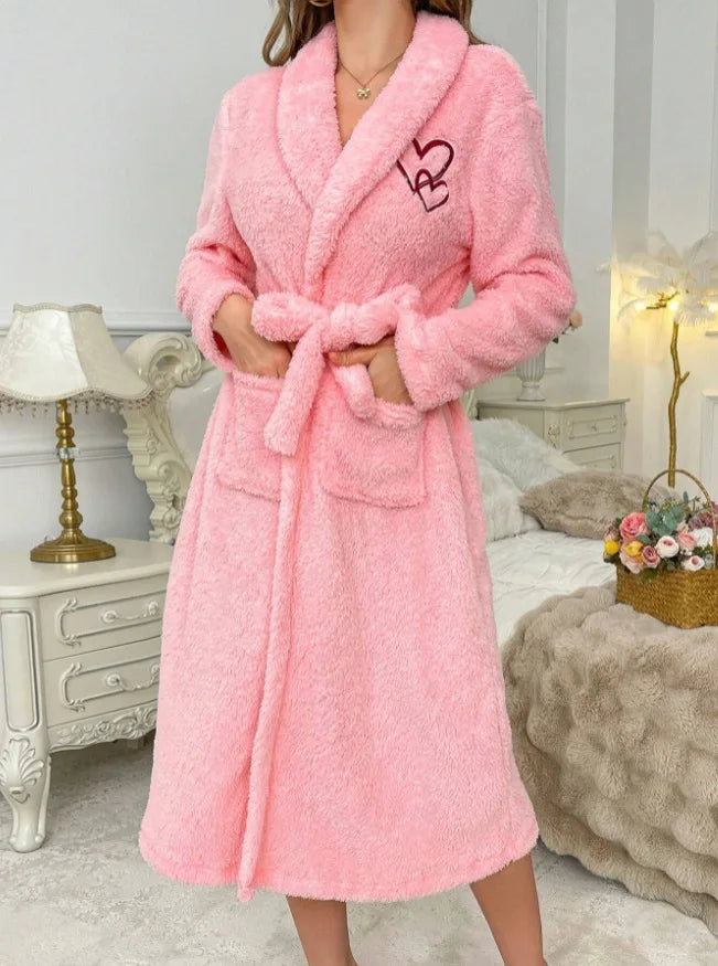 2025 Autumn New Robe Lady Sexy Flannel Kimono Bathrobe Gown Long Sleeve Intimate Lingerie Sleepwear Soft Shower Robes Pajamas