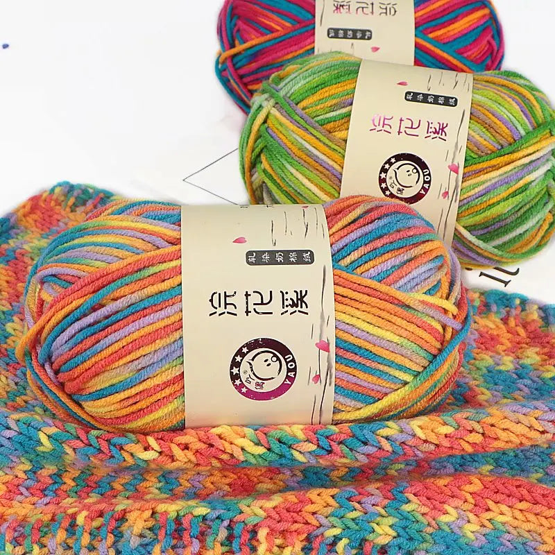 5Strands 2.5mm Colorful Soft Cotton Baby Knitting Wool Yarn Crochet Craft  Crochet Fancy Yarn Hand Knitting Sweater Baby Clothes