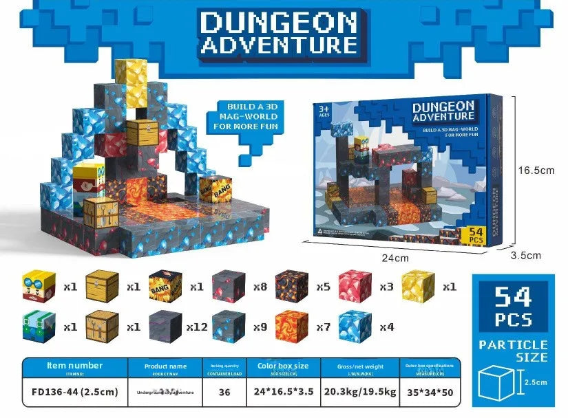 Mine Cube World Magnetic Building Blocks Magnet Set for Boys kids Magnetic Construction Set Stem Sensory Toys for Children Gifts