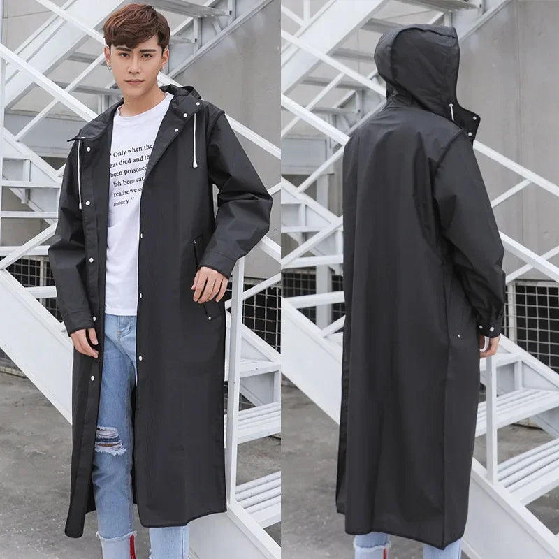 New 1Pc Waterproof Hooded Rain Coat for Men and Women, Impermeable Raincoat, Thick Poncho, Outdoor Tourism, Hiking