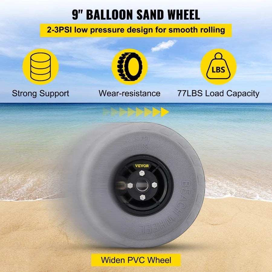 Beach Balloon Wheels 9 Replacement Sand Tires PVC Cart Tires for Kayak Dolly Canoe Cart and Buggy w Free Air Pump 2Pack
