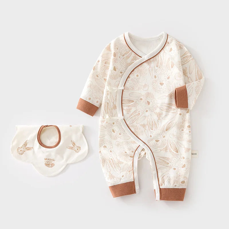 Infant Baby Clothes 0-6M Baby Girls Boys Cotton Butterfly Jumpsuit 2Pcs Set Soft Breathable Print Newborn Baby Casual Daily Wear