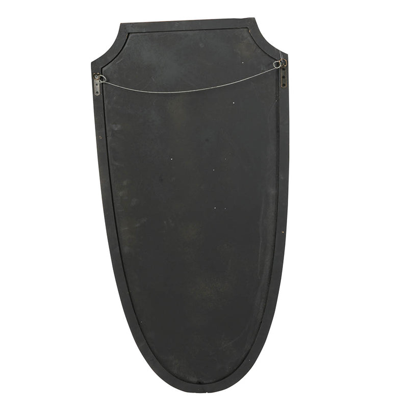 Shield-Shaped Gold Metal Frame Wall Mirror, 24 × 46 in