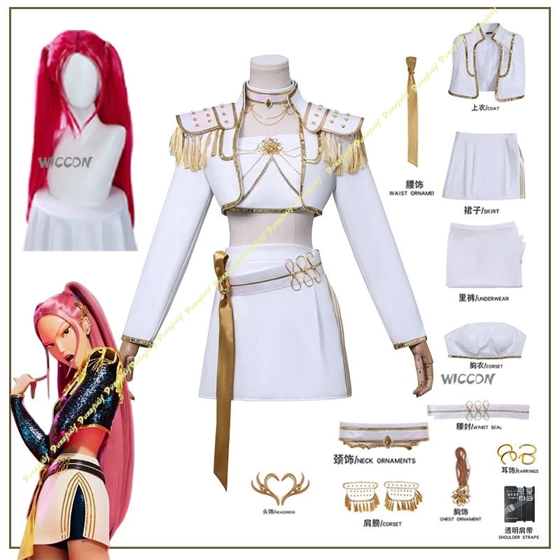 KPop Demon Hunters Anime Rumi Zoey Mira Cosplay Costume Wig White Golden Set Long Hair Girls Women Christmas Halloween carnival