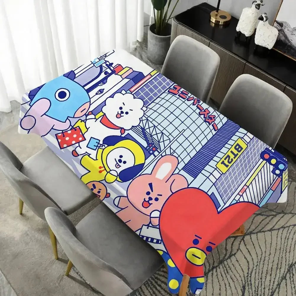 Cartoon B-BT-S 21 Cute Table Cloth Indoor Outdoor Waterproof Decoration Rectangular Picnic Tablecloth