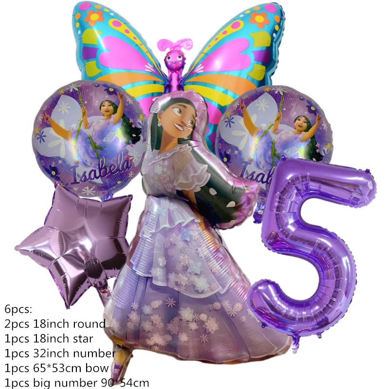 Disney Encanto Mirabel Isabella Party Balloons Set 32inch Purple Number Foil Balloons For Kids 1 2 3th Birthday Decor Air Globos