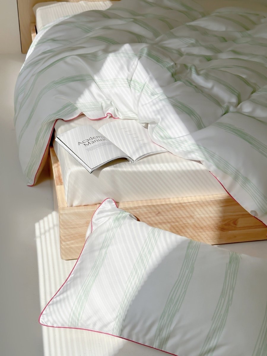 Elegant Coastal Pastel Stripe Silky Smooth Tencel Lyocell Duvet Cover