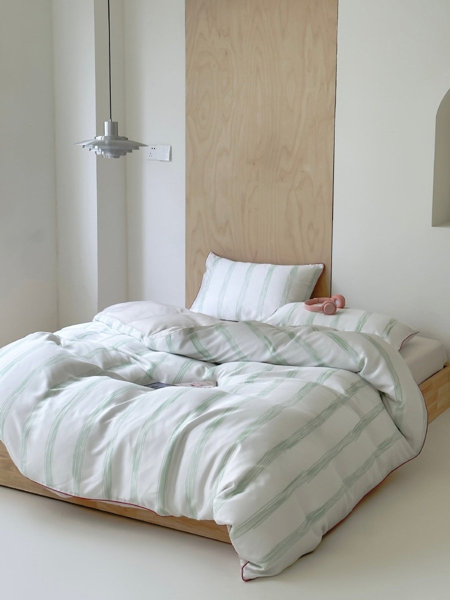 Elegant Coastal Pastel Stripe Silky Smooth Tencel Lyocell Duvet Cover