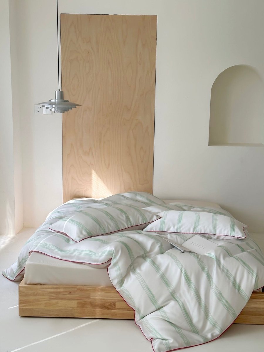 Elegant Coastal Pastel Stripe Silky Smooth Tencel Lyocell Duvet Cover