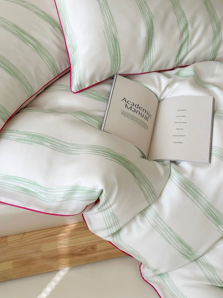 Elegant Coastal Pastel Stripe Silky Smooth Tencel Lyocell Duvet Cover