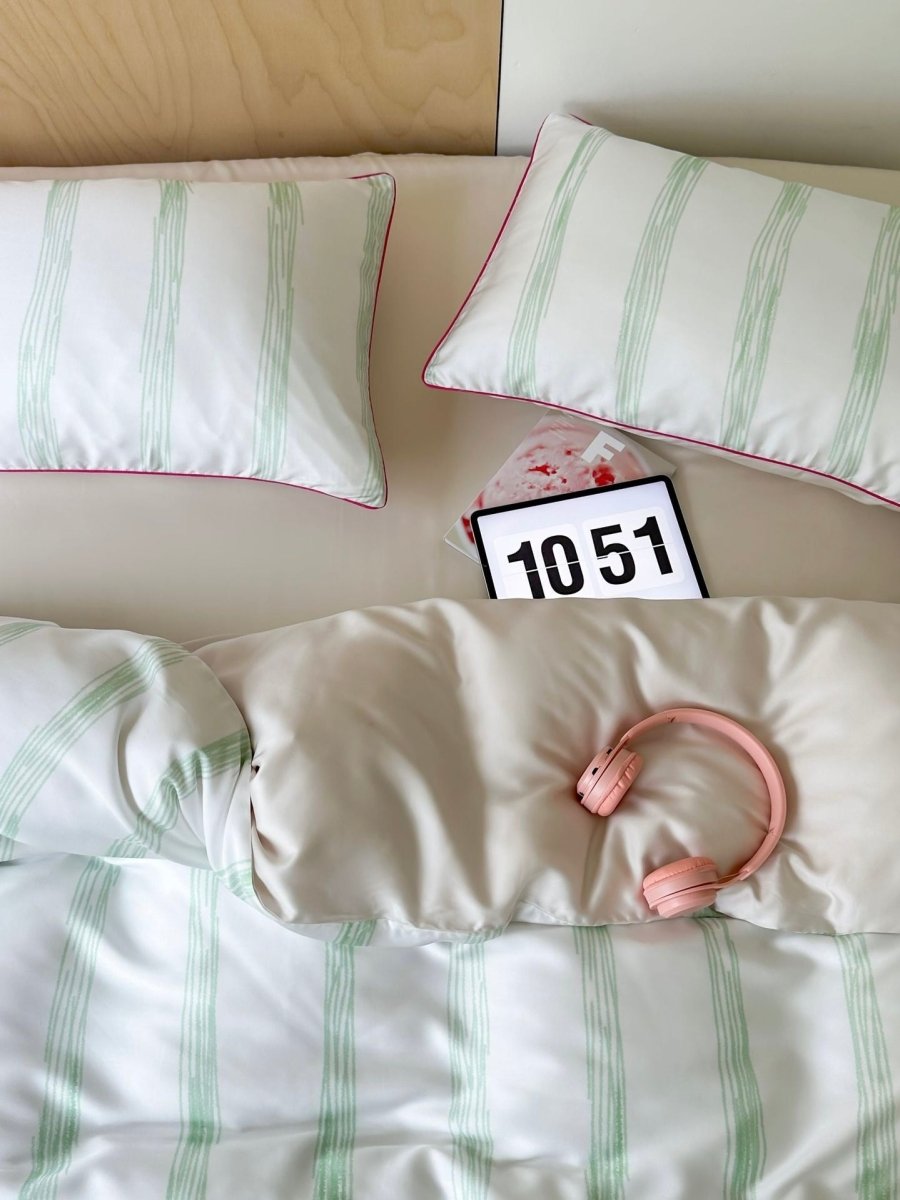 Elegant Coastal Pastel Stripe Silky Smooth Tencel Lyocell Duvet Cover