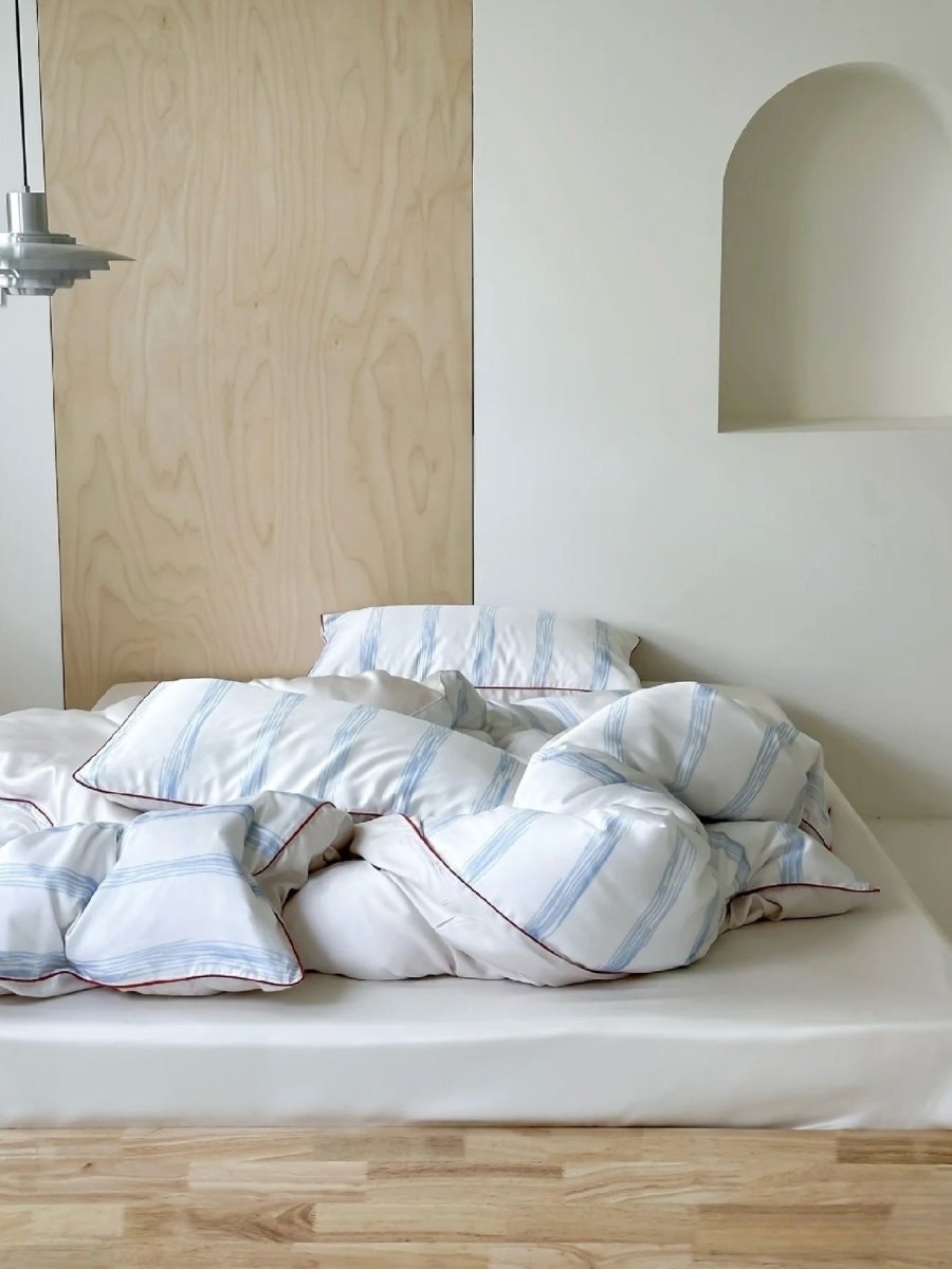 Elegant Coastal Silky Smooth Tencel Lyocell Queen Size Pastel Stripe