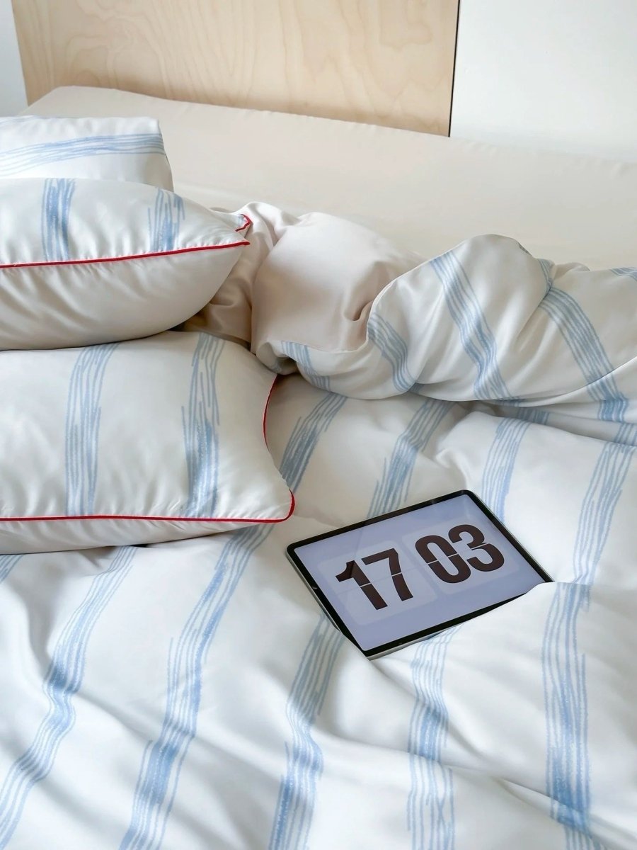 Elegant Coastal Silky Smooth Tencel Lyocell Queen Size Pastel Stripe